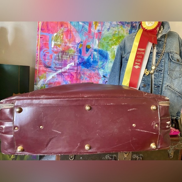 RARE GUCCI Extra Large Vintage LEATHER Suitcase Oxblood Luggage Case Tote Bag GG - Picture 10 of 11